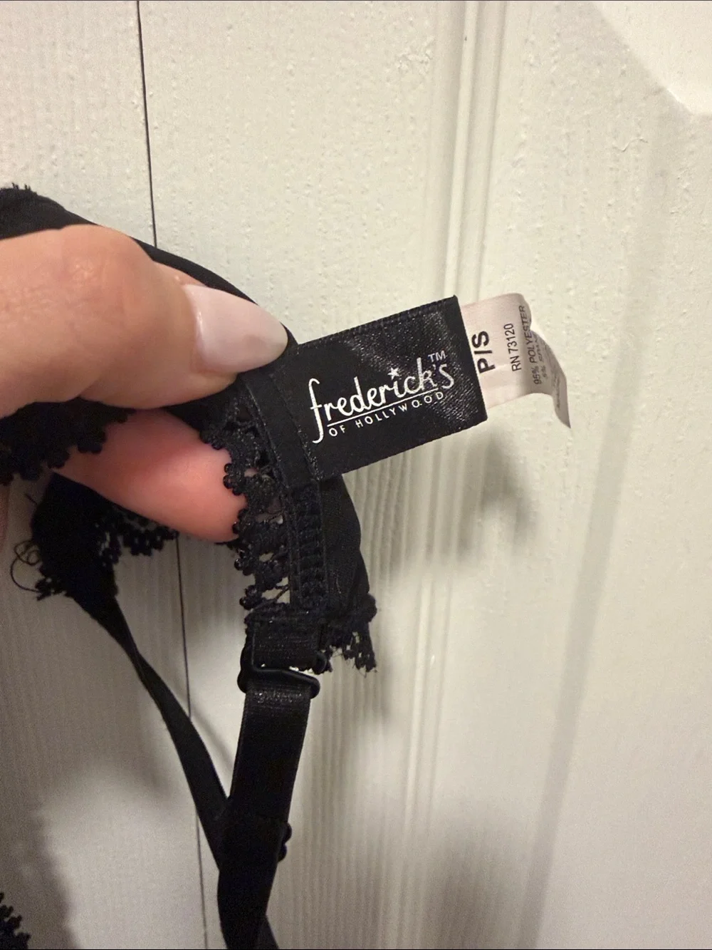 Frederick's of Hollywood Black Satin Lace-Up Garter Belt